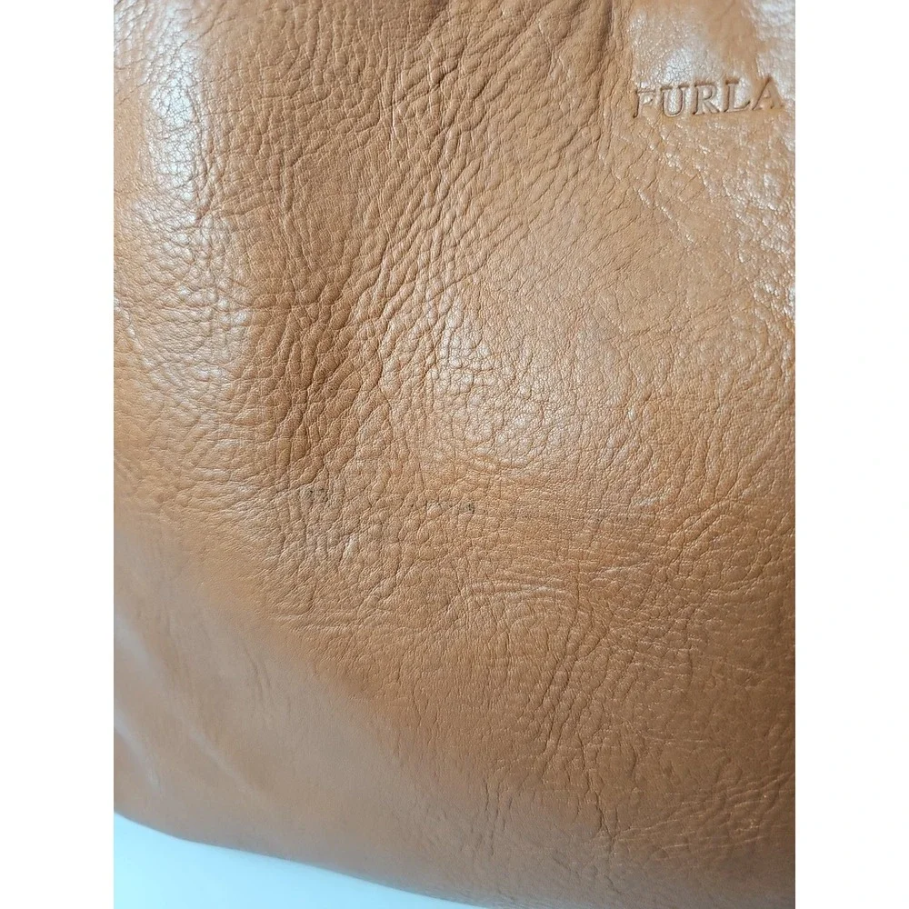 Furla Genuine Leather Medium Tote- Brown/‎ Orange Made In Italy